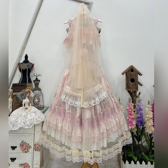 ✨Rare Find ✨Sweet Lolita Pink Lace Dress - Picture 12 of 14